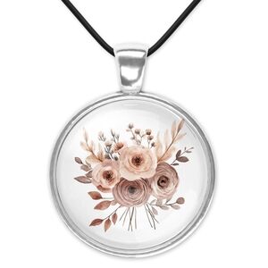 Floral Pendant Necklace with Black Cord